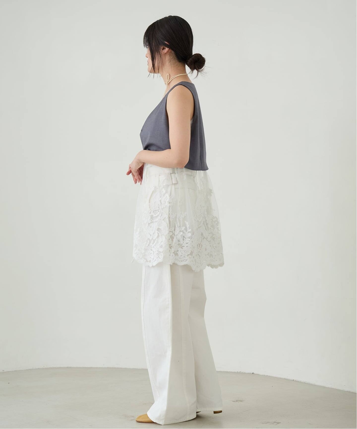 予約》IENA LA BOUCLE チュールレースノースリーブベスト（ベスト