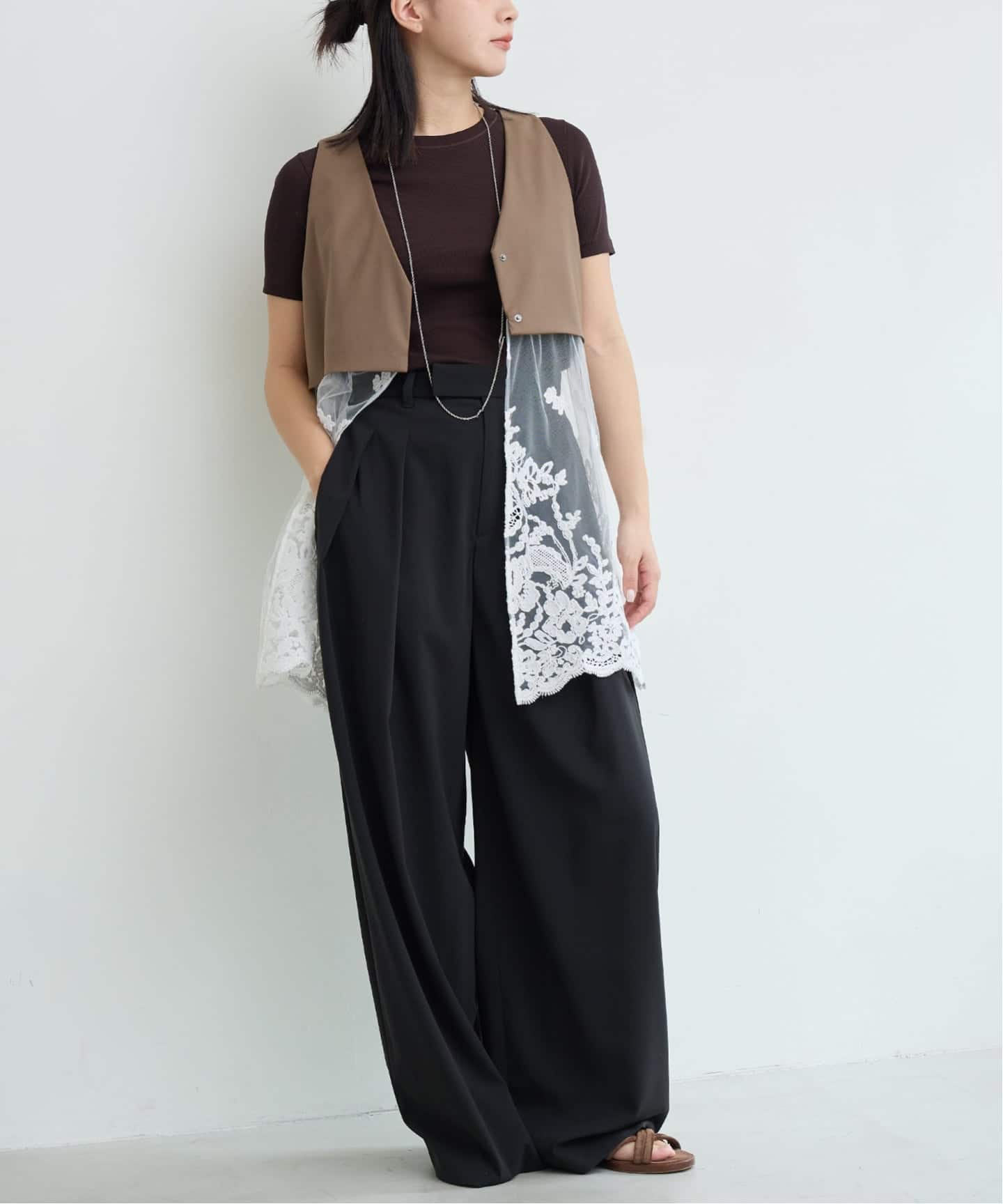 予約》IENA LA BOUCLE チュールレースノースリーブベスト（ベスト