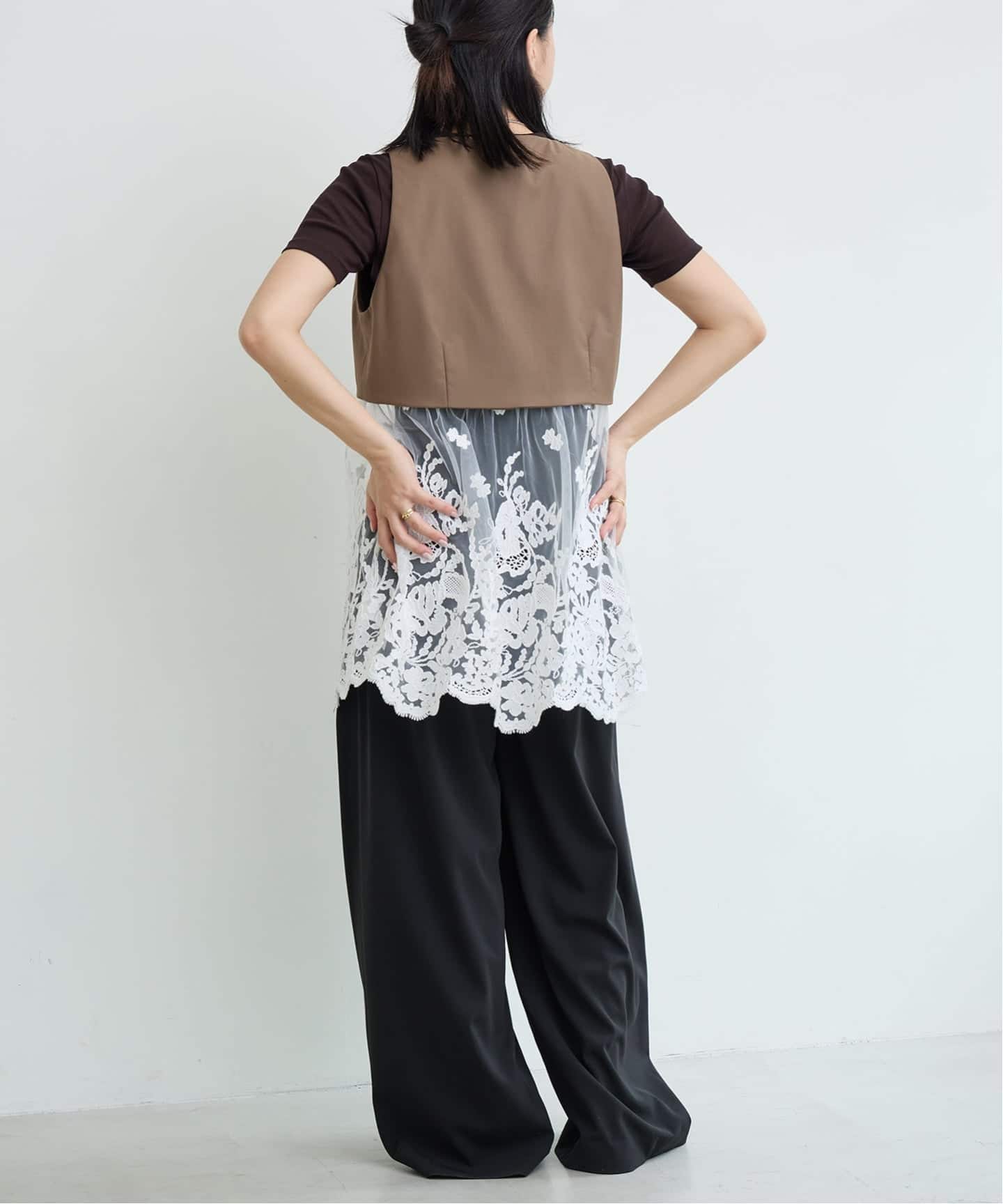 予約》IENA LA BOUCLE チュールレースノースリーブベスト（ベスト