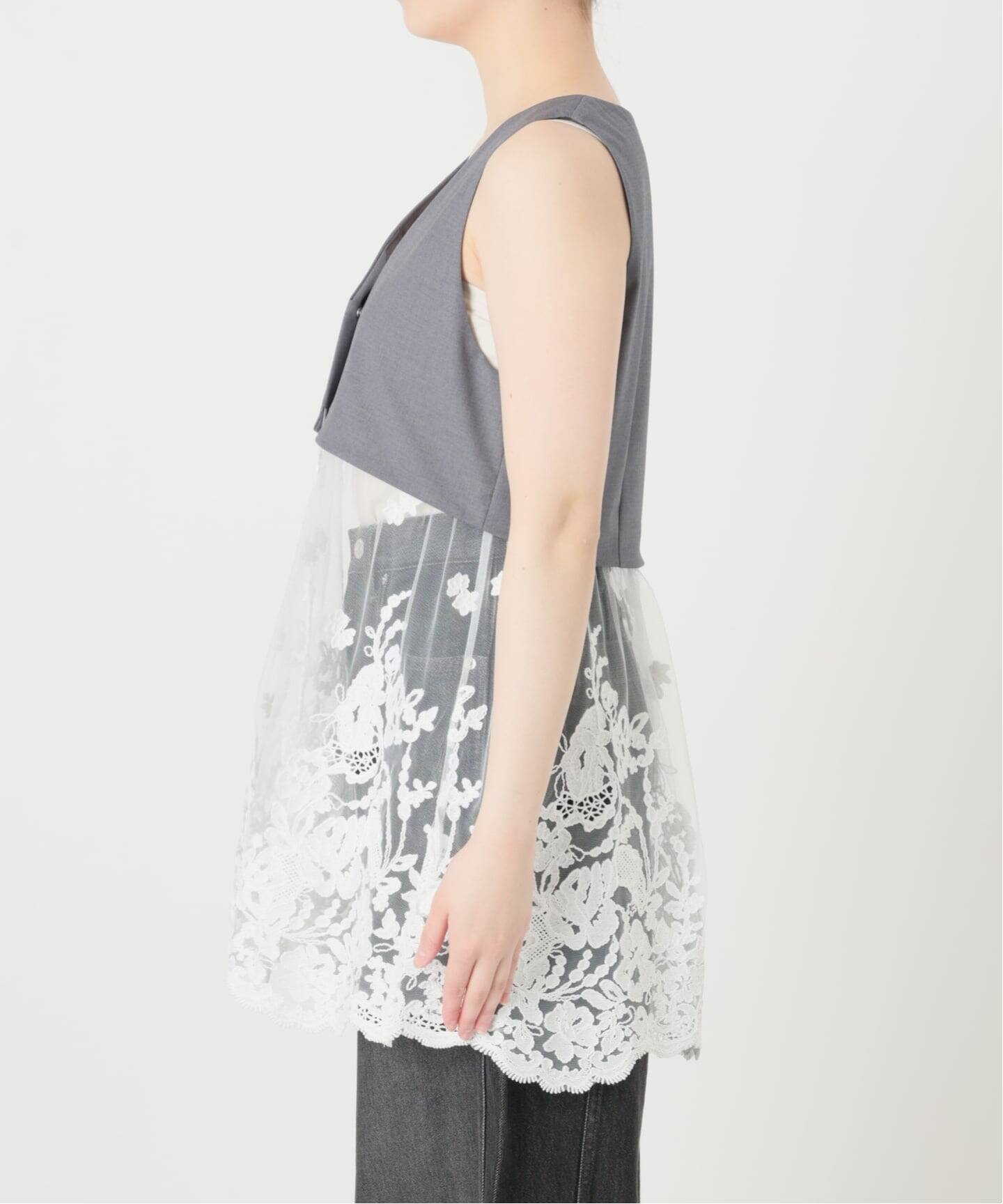 IENA LA BOUCLE チュールレースノースリーブベスト（ベスト）｜IENA