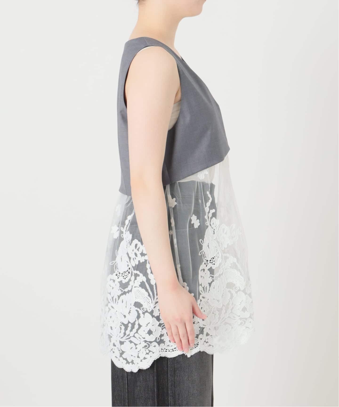 IENA LA BOUCLE チュールレースノースリーブベスト（ベスト）｜IENA