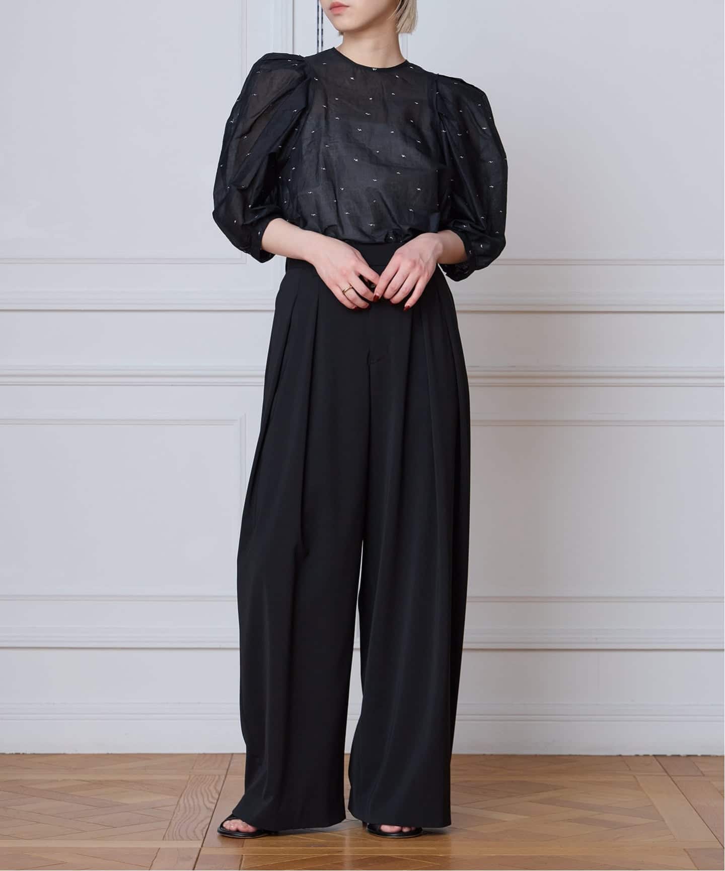 追加》IENA LA BOUCLE コットンオーガンザエンブロイダリーパフィー
