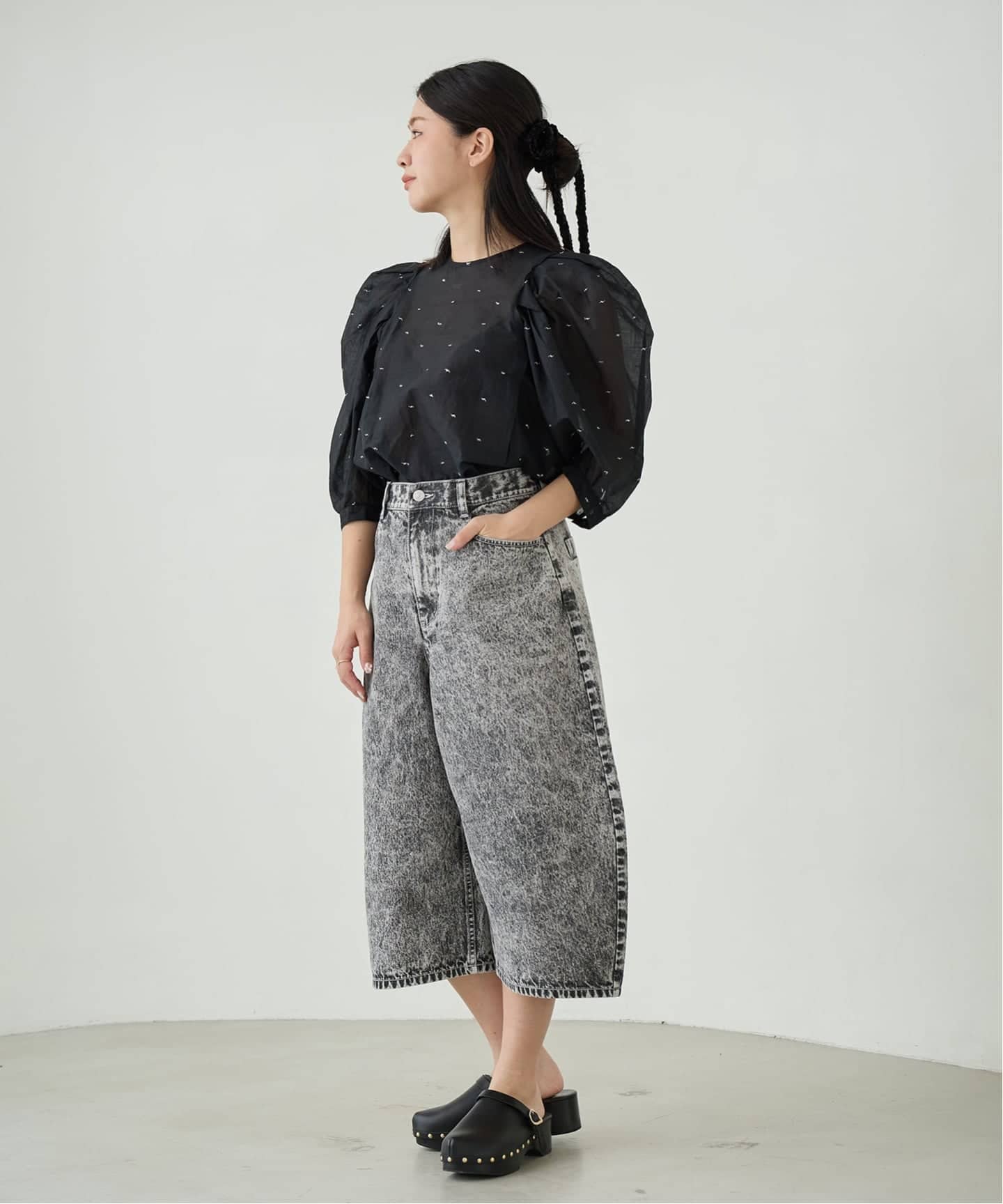 追加予約》IENA LA BOUCLE コットンオーガンザエンブロイダリー
