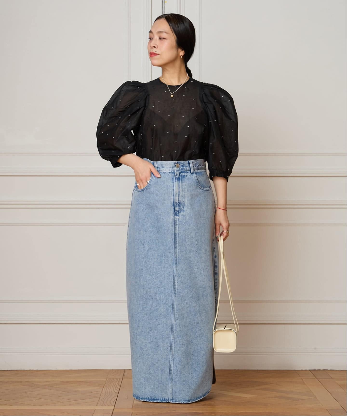 追加予約》IENA LA BOUCLE コットンオーガンザエンブロイダリー