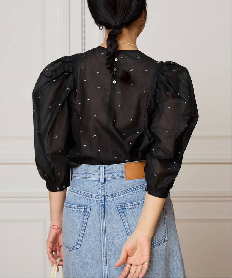 追加》IENA LA BOUCLE コットンオーガンザエンブロイダリーパフィー
