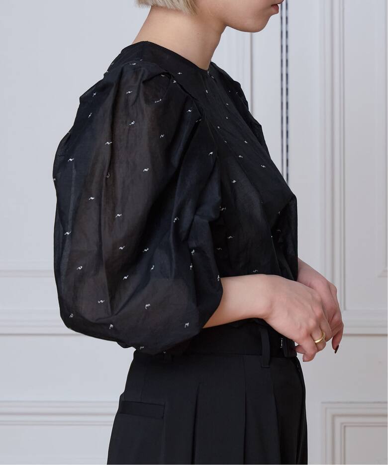追加》IENA LA BOUCLE コットンオーガンザエンブロイダリーパフィー 