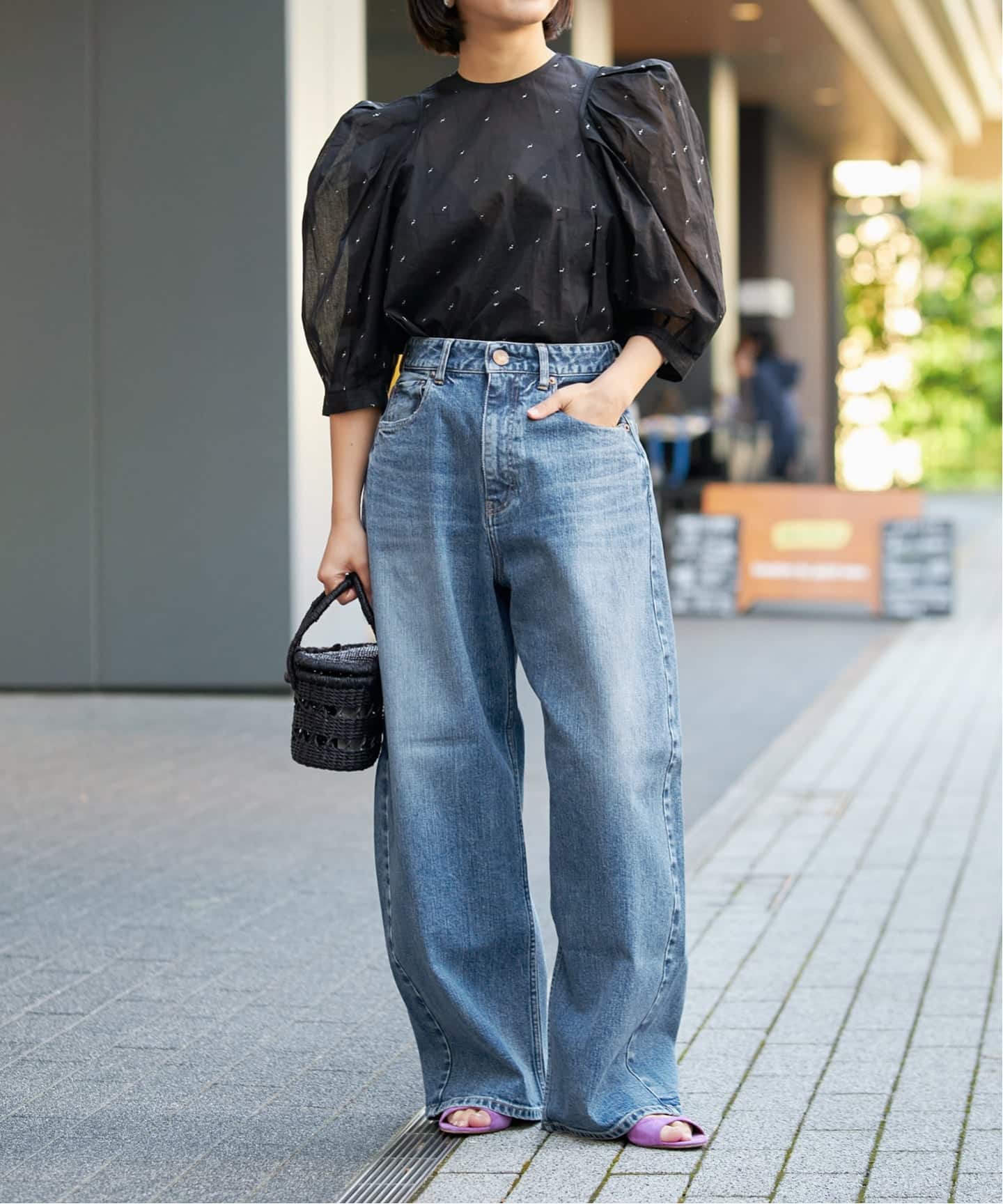 追加》IENA LA BOUCLE コットンオーガンザエンブロイダリーパフィー