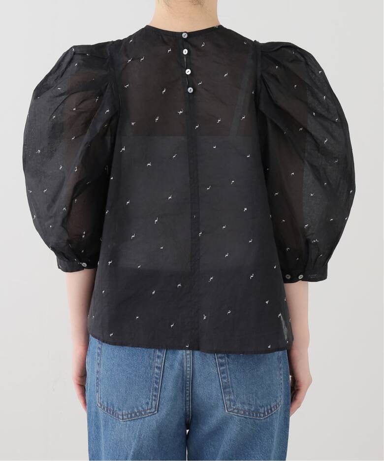 追加》IENA LA BOUCLE コットンオーガンザエンブロイダリーパフィー 