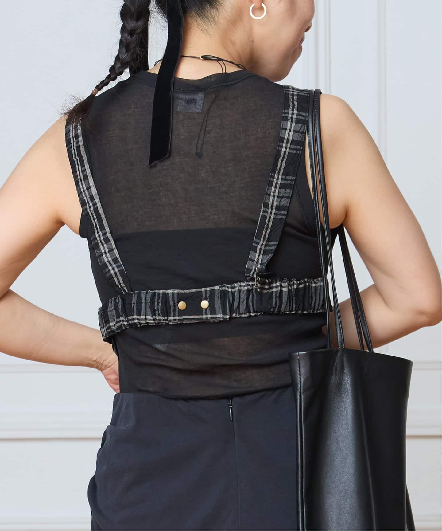 IENA - IENA LA BOUCLE ナイロンワッシャーフードコート IENA LA BOUCLE キャッチワッシャーチェックビスチェ（その他トップス