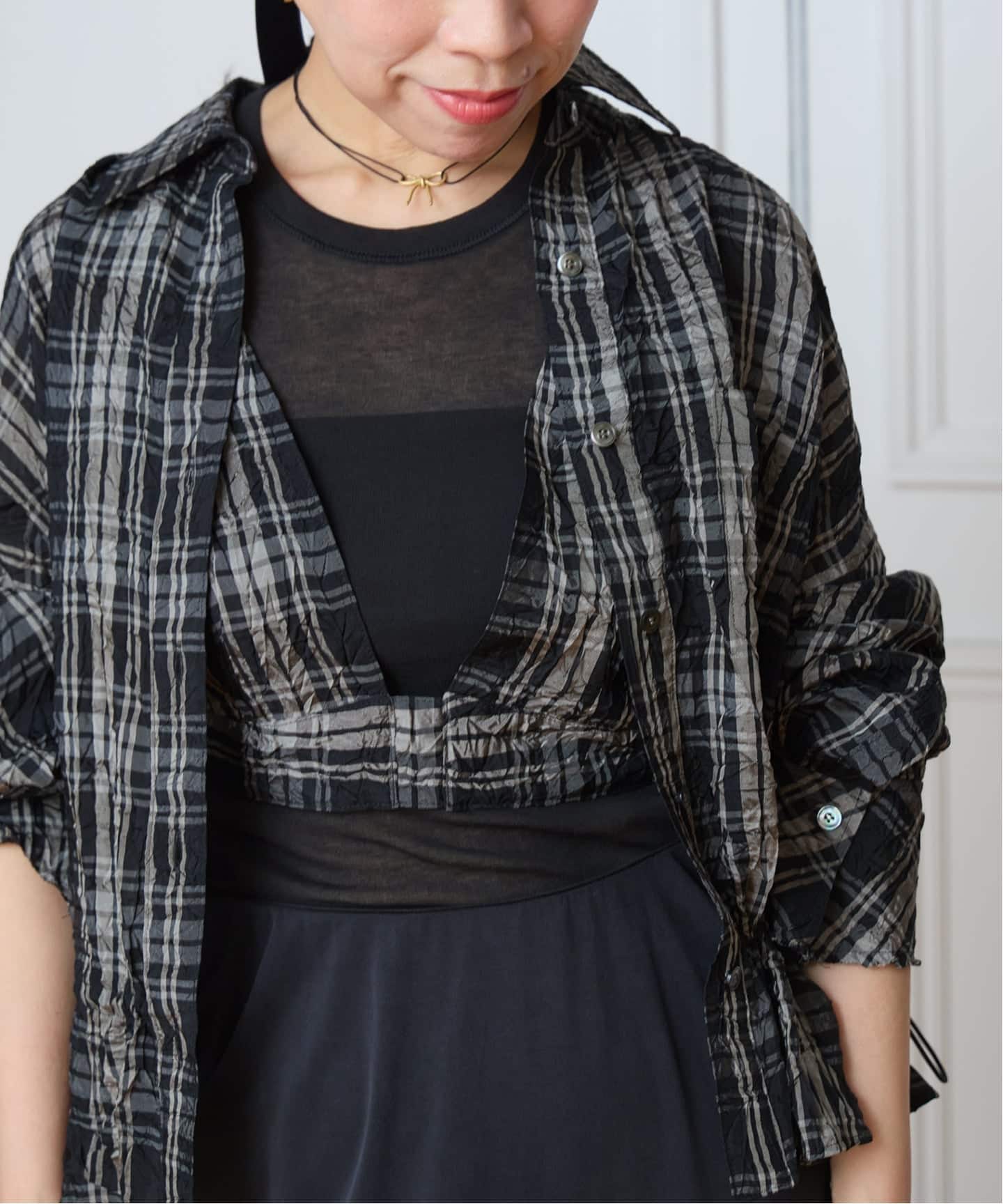 IENA LA BOUCLE キャッチワッシャーチェックビスチェ（その他トップス