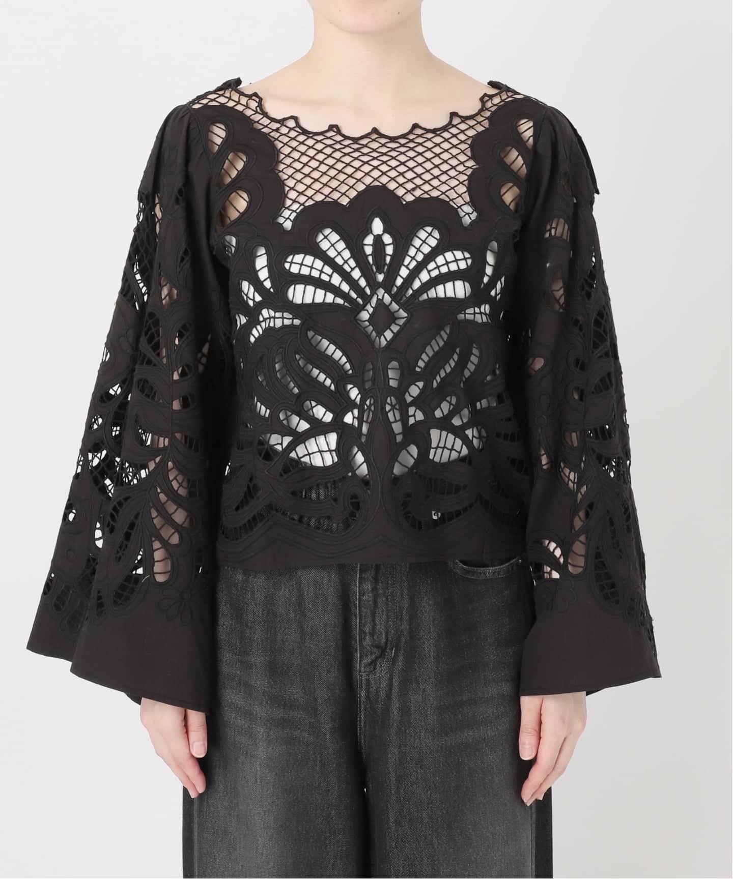 予約》IENA LA BOUCLE カットワーク刺繍ブラウス（シャツ／ブラウス