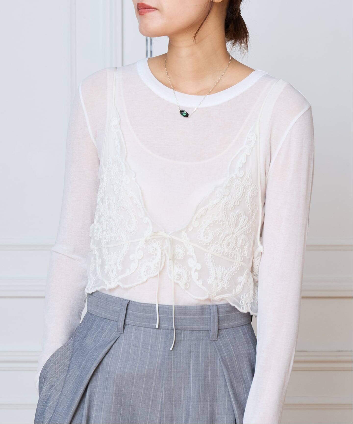 IENA LA BOUCLE メッシュエブロイダリービスチェ（キャミソール