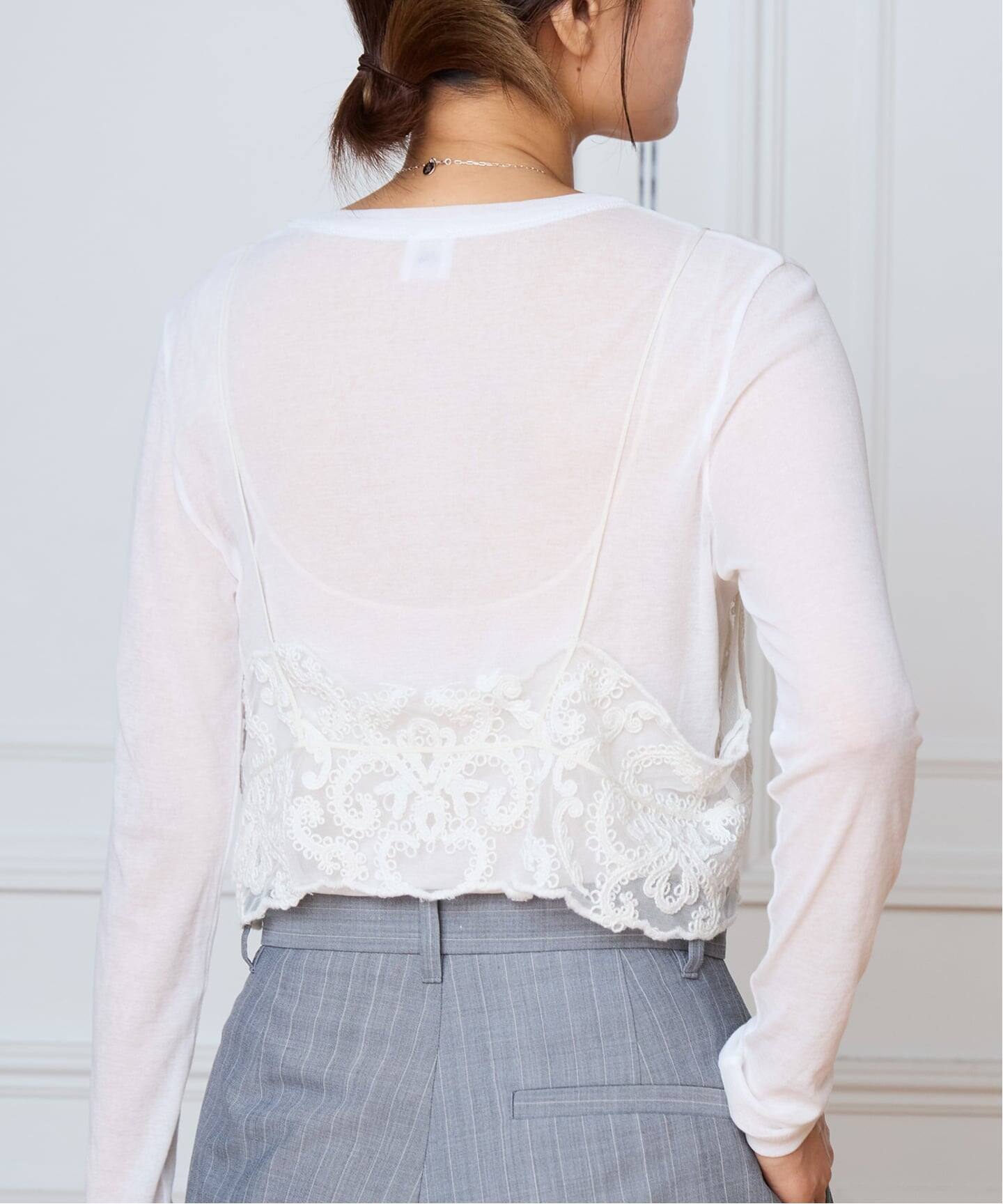 IENA LA BOUCLE メッシュエブロイダリービスチェ（キャミソール