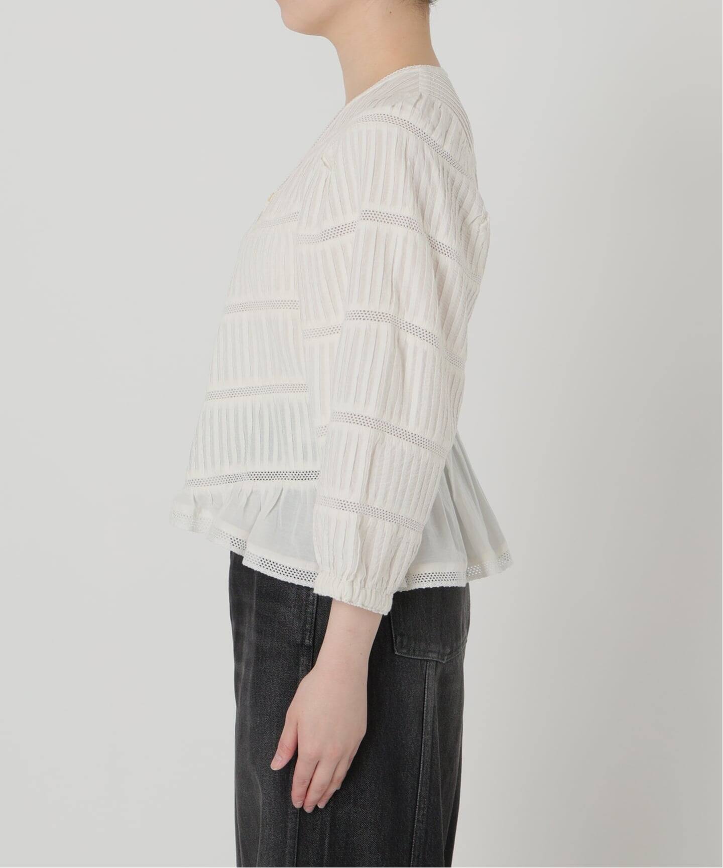 IENA LA BOUCLE スタンドカラータックブラウス IENA LA BOUCLE タックブラウス（シャツ／ブラウス）｜IENA（イエナ