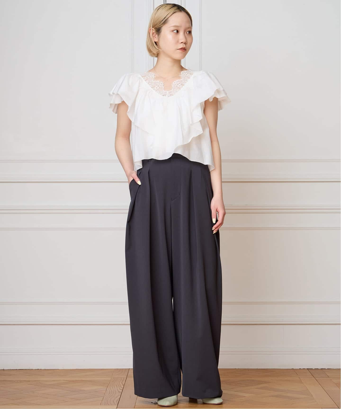 IENA LA BOUCLE レース Vネックブラウス（シャツ／ブラウス）｜IENA