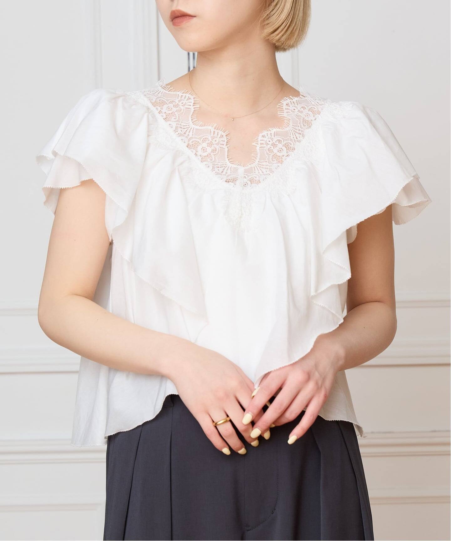 IENA LA BOUCLE レース Vネックブラウス（シャツ／ブラウス）｜IENA