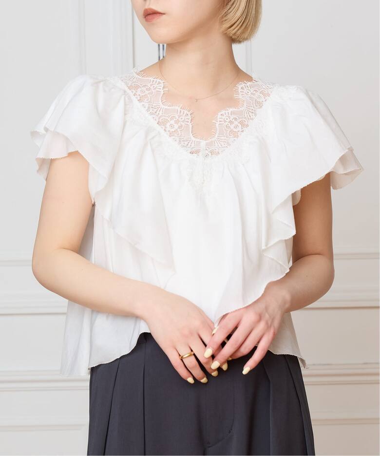 IENA LA BOUCLE レース Vネックブラウス（シャツ／ブラウス）｜IENA 