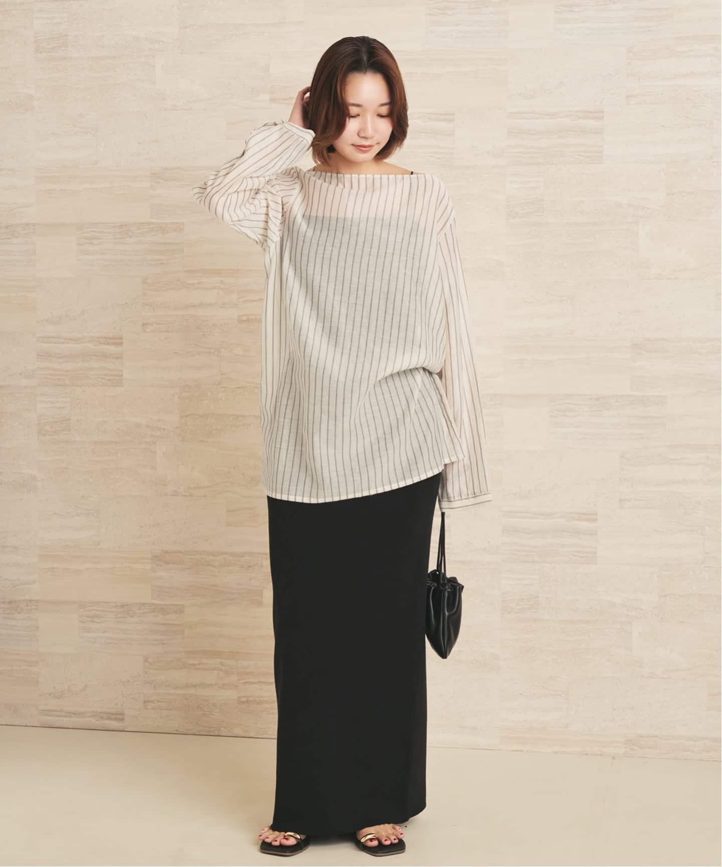 Silk mix stripe T ブラウス（シャツ／ブラウス）｜Plage（プラージュ