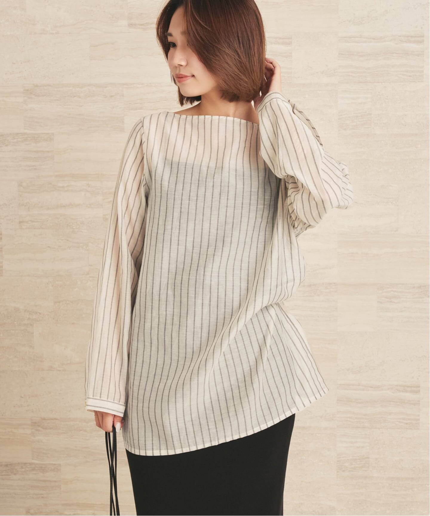 Silk mix stripe T ブラウス（シャツ／ブラウス）｜Plage（プラージュ