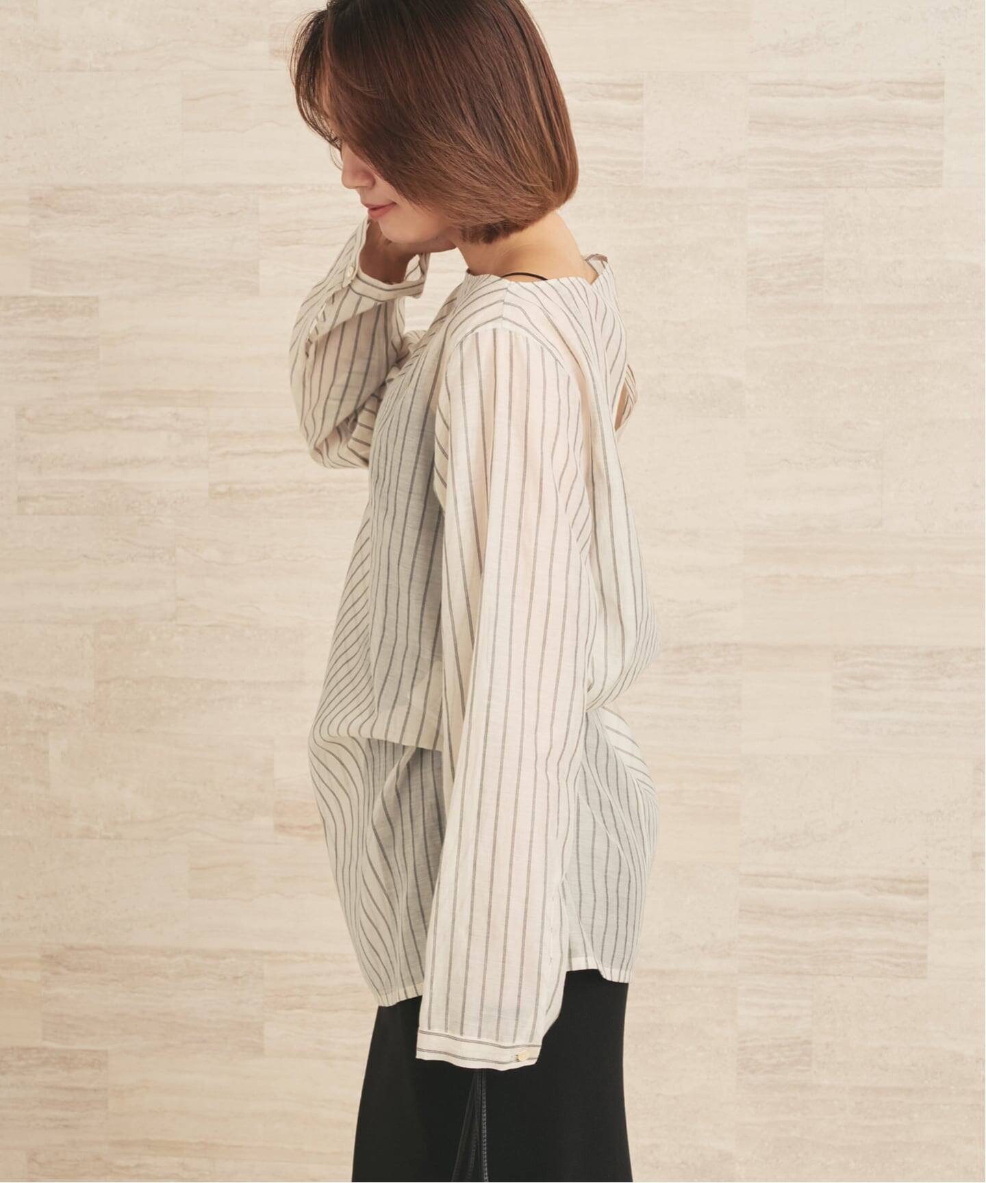 Silk mix stripe T ブラウス（シャツ／ブラウス）｜Plage（プラージュ