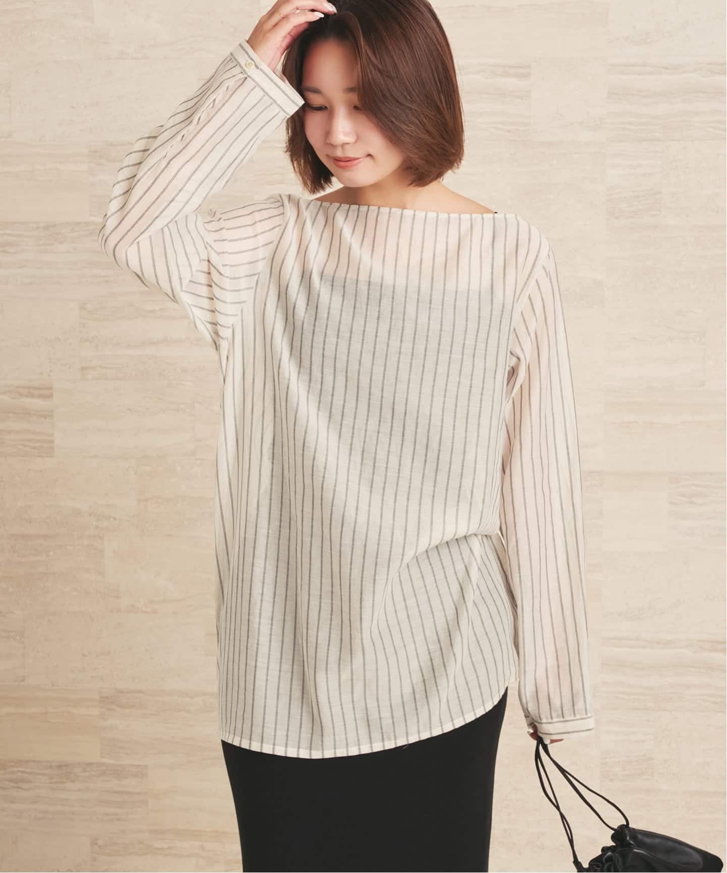 Silk mix stripe T ブラウス(シャツ/ブラウス)|Plage(プラージュ Silk mix stripe T ブラウス(シャツ/ブラウス)|Plage(プラージュ