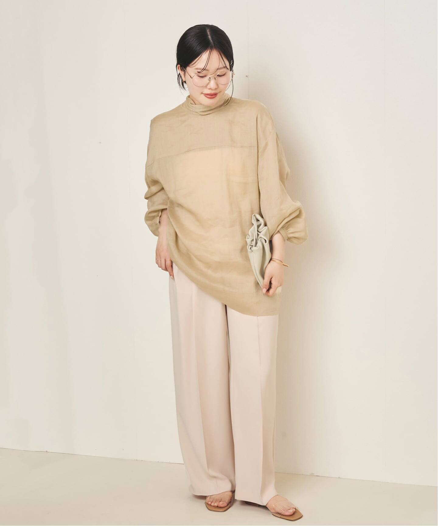 Plageプラージュ　CO Caftanブラウス　ベージュ plage（プラージュ） ブラウス シャツ Dolman Wrap シャツ レディース