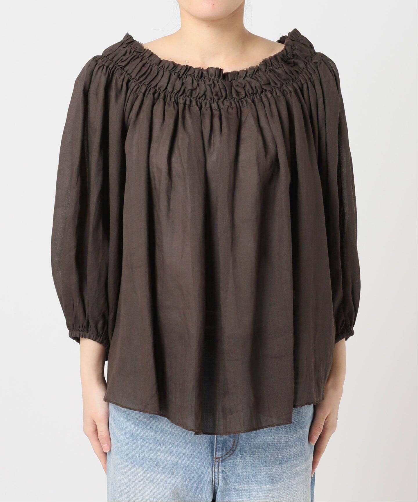 美品✨plage リネン100％　22SS 製品染ラミーシャツ　日本製　ブラウン RAMY LINEN ブラウス（シャツ／ブラウス）｜Plage（プラージュ）の通販