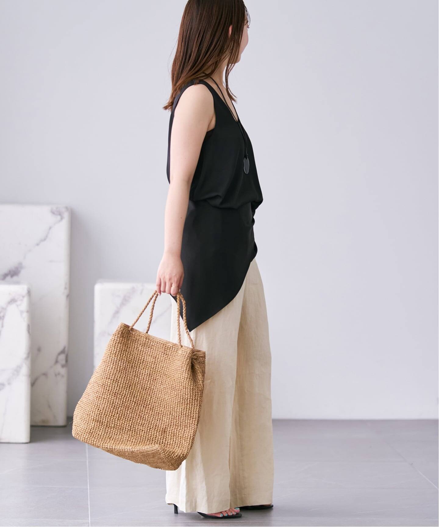 プラージュ CRAFTタンク　リネン混 dull satin scarf set タンク（タンクトップ）｜Plage（プラージュ）の