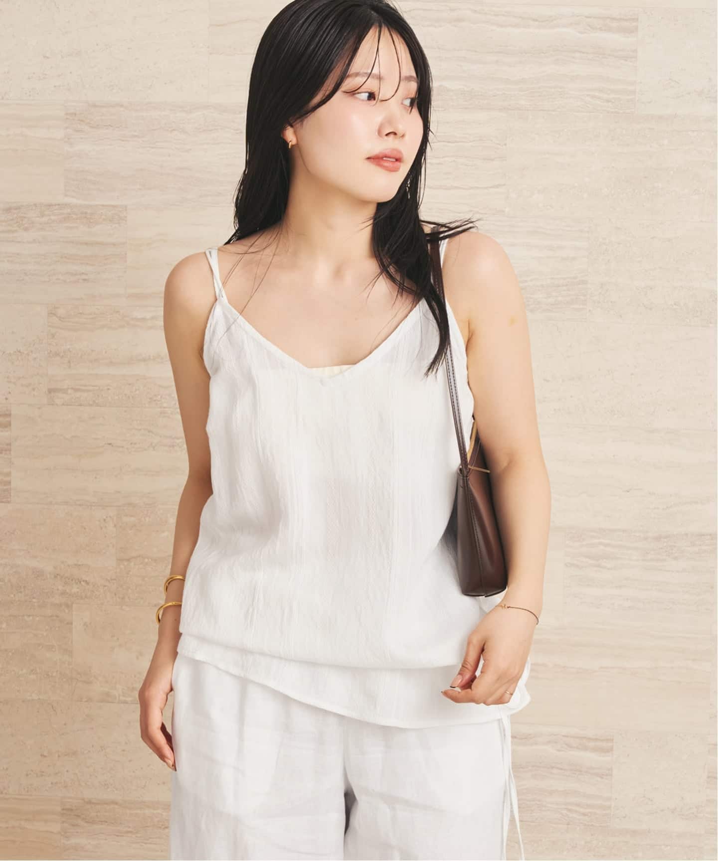 le / ル JACQUARD DRAWSTRING ブラウス（キャミソール）｜Plage