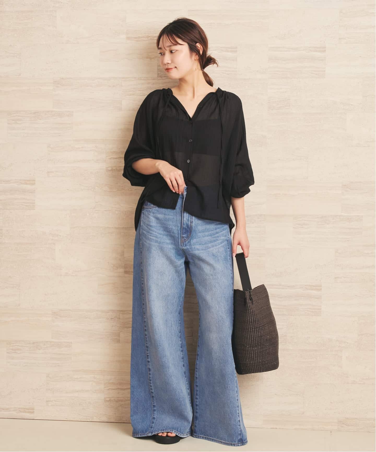 le / ル NATURAL COTTON SHIRRING ブラウス（シャツ／ブラウス