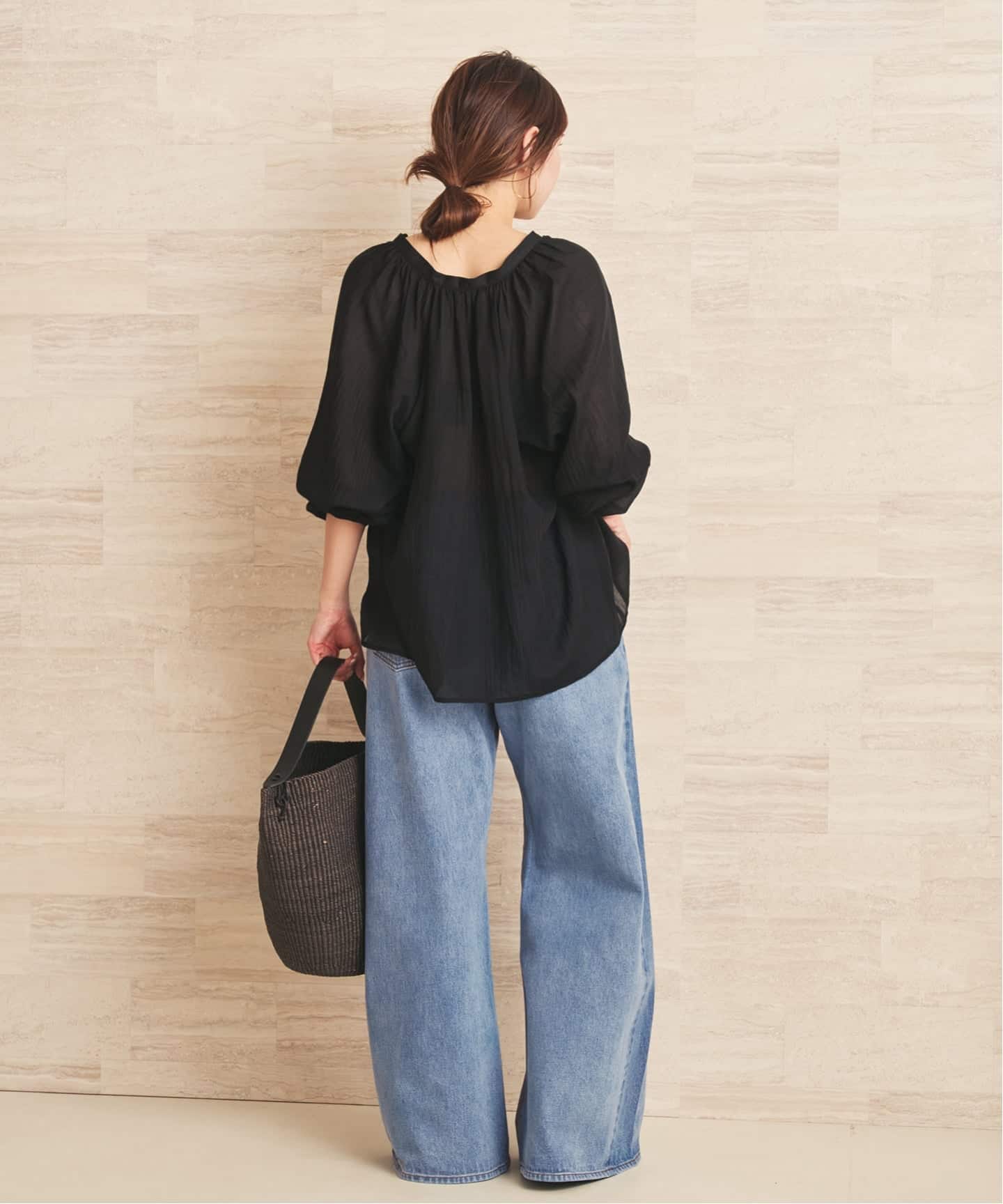 le / ル NATURAL COTTON SHIRRING ブラウス（シャツ／ブラウス