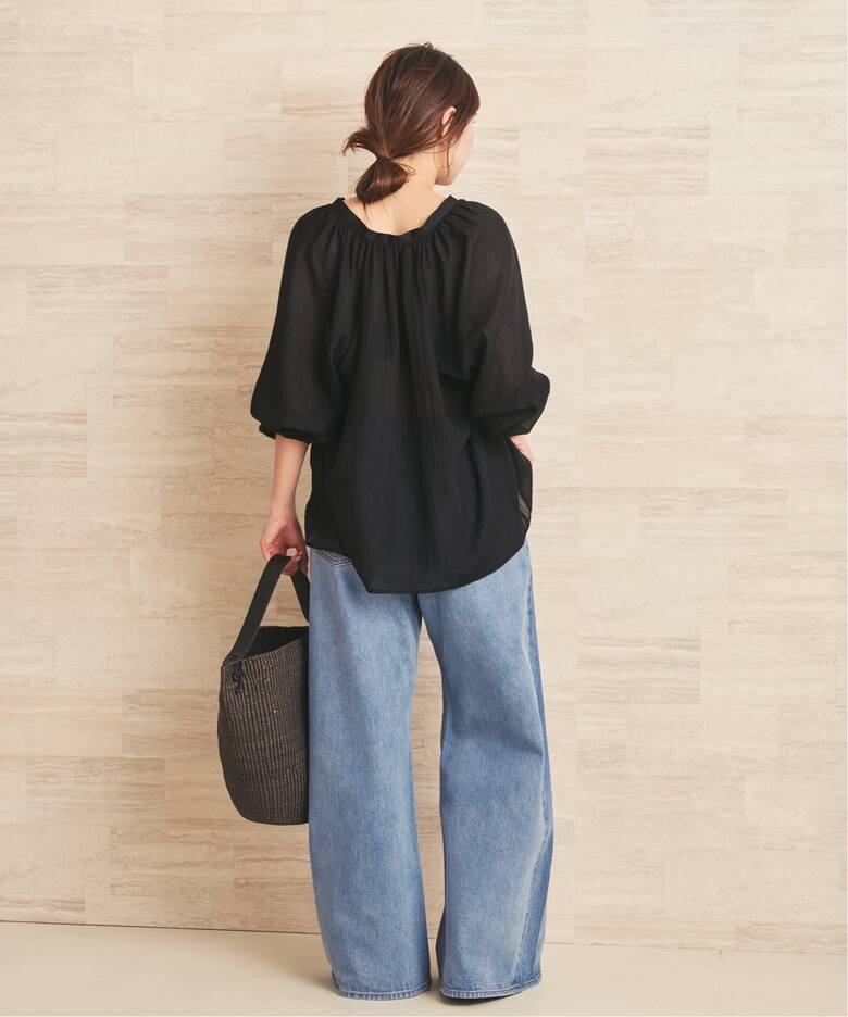 le / ル NATURAL COTTON SHIRRING ブラウス（シャツ／ブラウス 