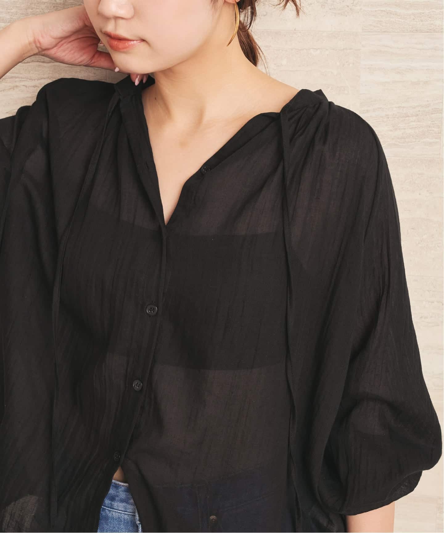 le / ル NATURAL COTTON SHIRRING ブラウス（シャツ／ブラウス