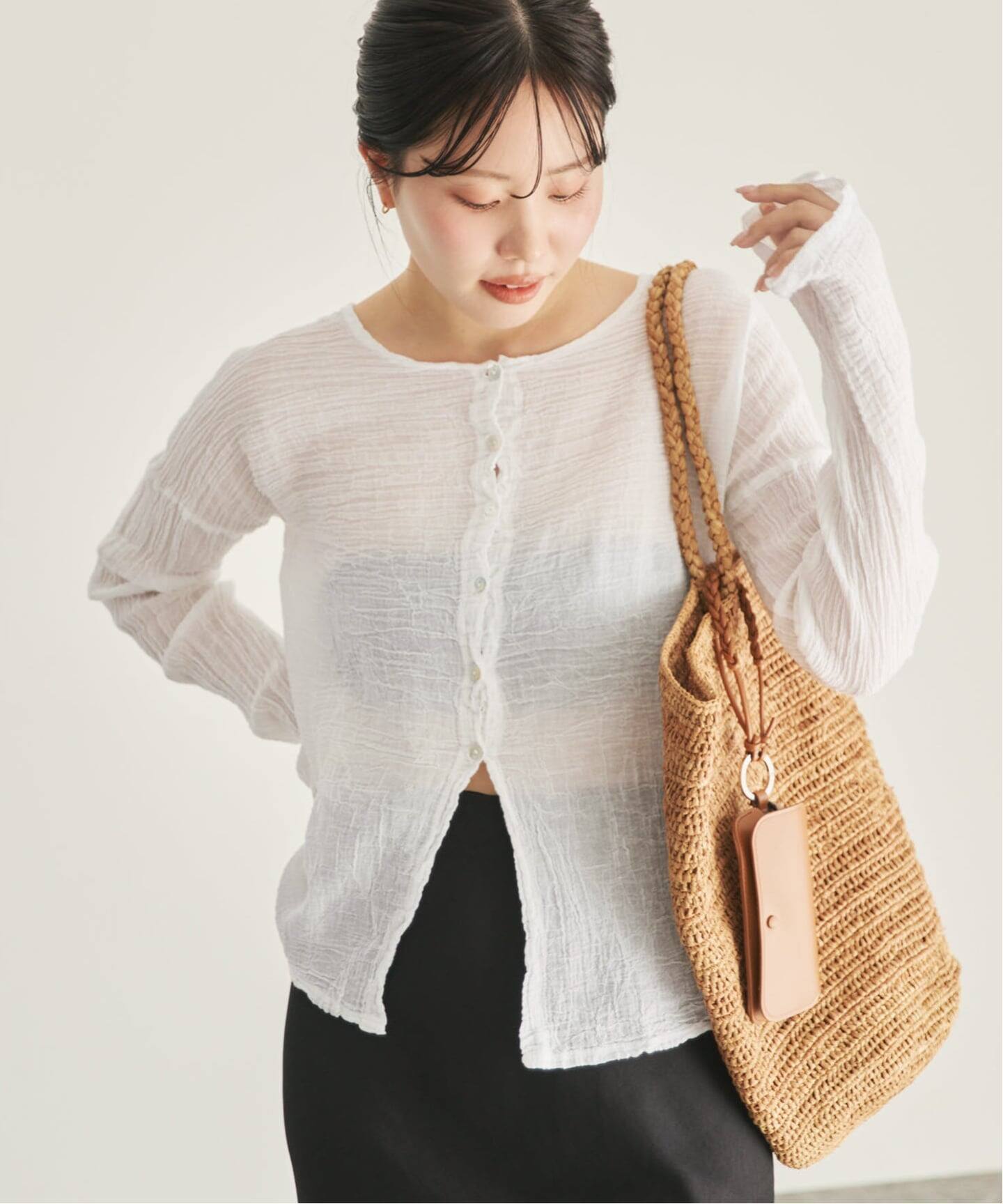 LES ATELIERS FRANCAIS DE CONFECTION 別注 OPEN BTN 2WAY ブラウス
