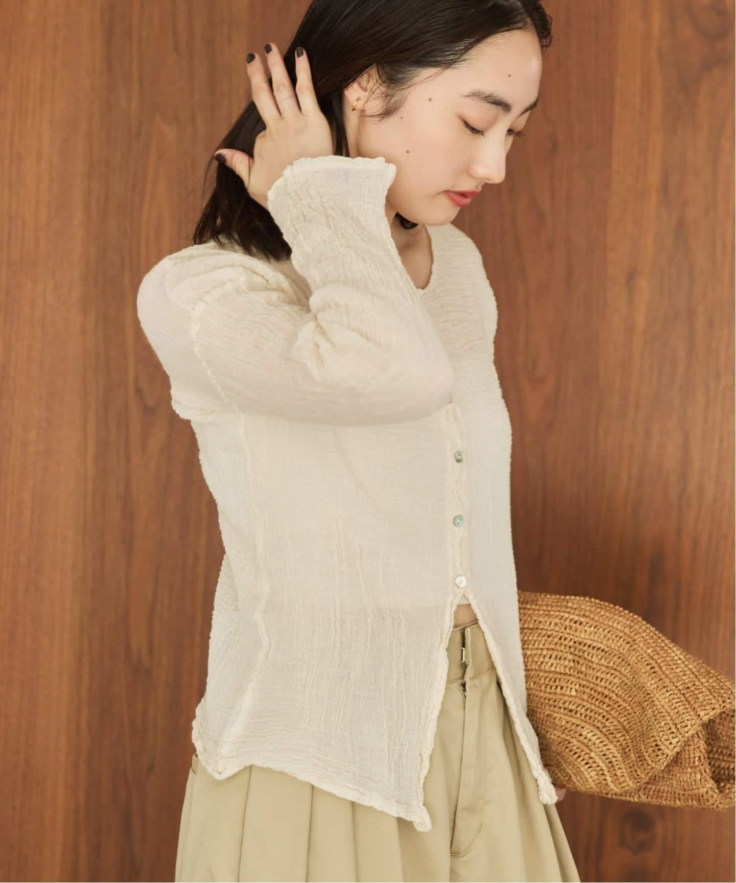 LES ATELIERS FRANCAIS DE CONFECTION 別注 OPEN BTN 2WAY ブラウス