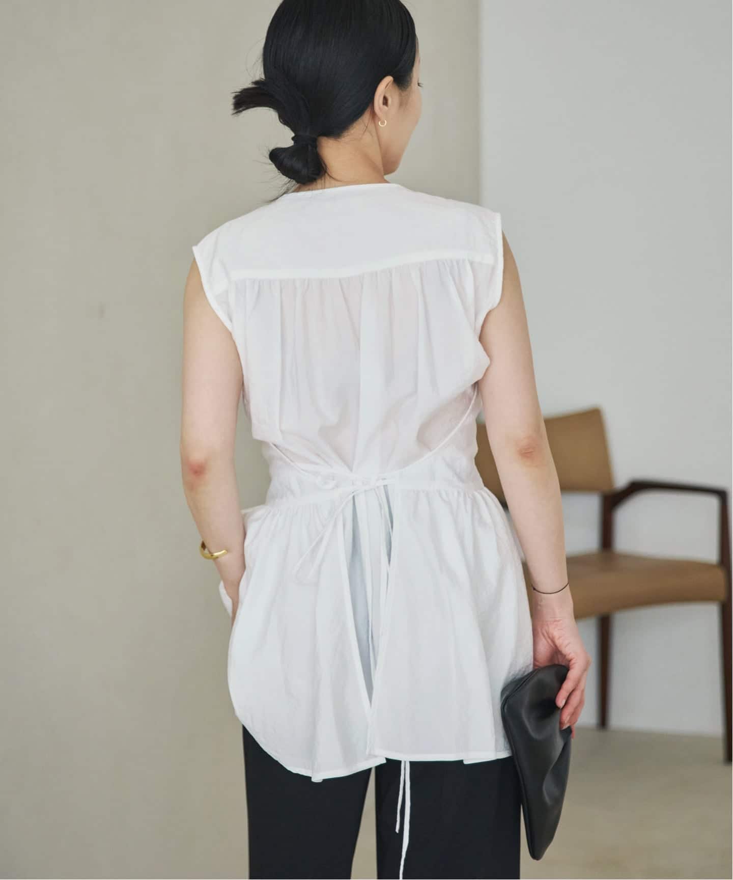Plage - plage プラージュ PROTAGONISTA プロタゴニスタ 別注 ブラウス PROTAGONISTA / プロタゴニスタ 別注 SIDE RBN WASHABLE SATIN