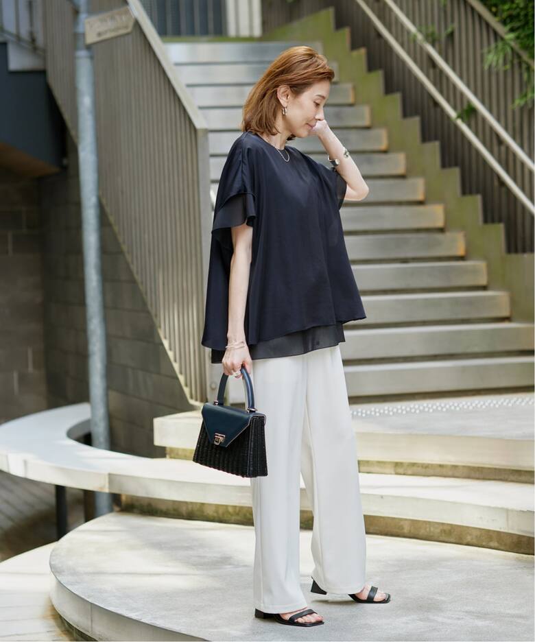 26SS ヴェルメイユパーイエナ レイヤードブラウス とろみ 白 