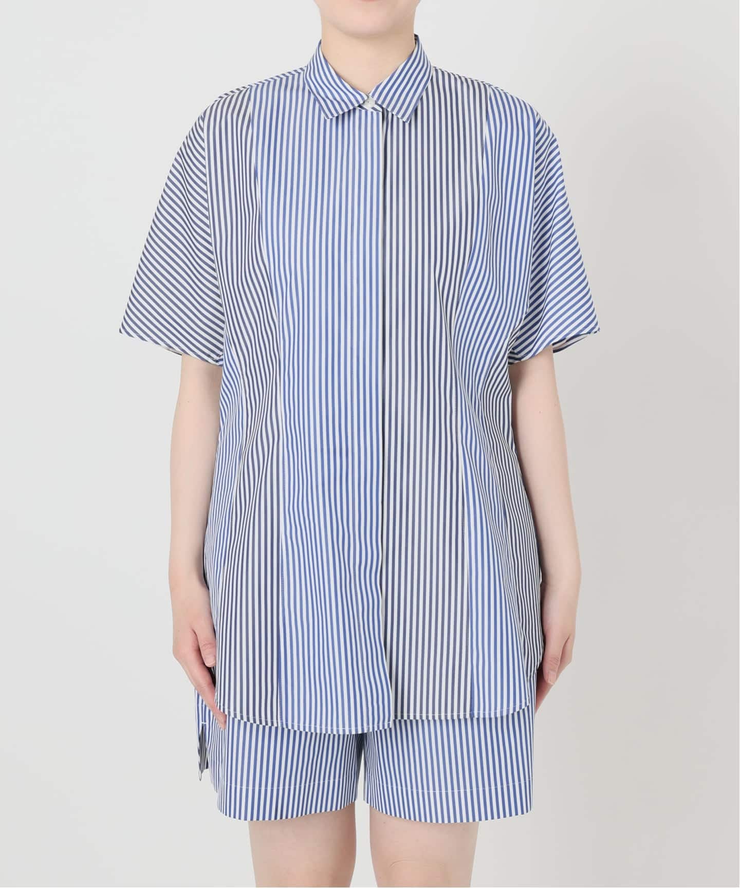 さき【新品】VERMEIL par iéna デザインスリーブシャツ Stripe ハーフスリーブシャツ（シャツ／ブラウス）｜VERMEIL par iena