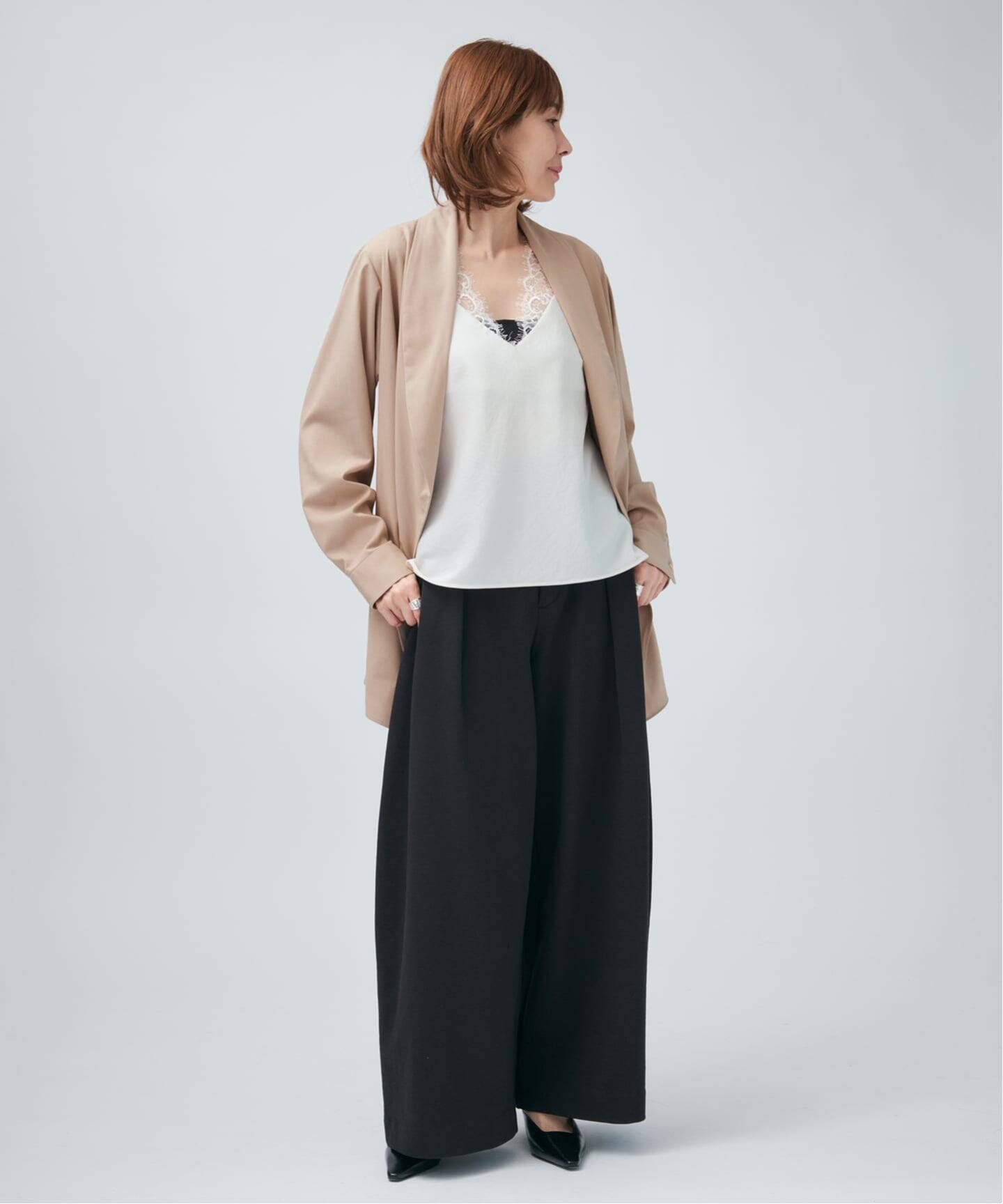 予約》Room no.8 BLACK ルームエイト ブラックサテンレースブラウス