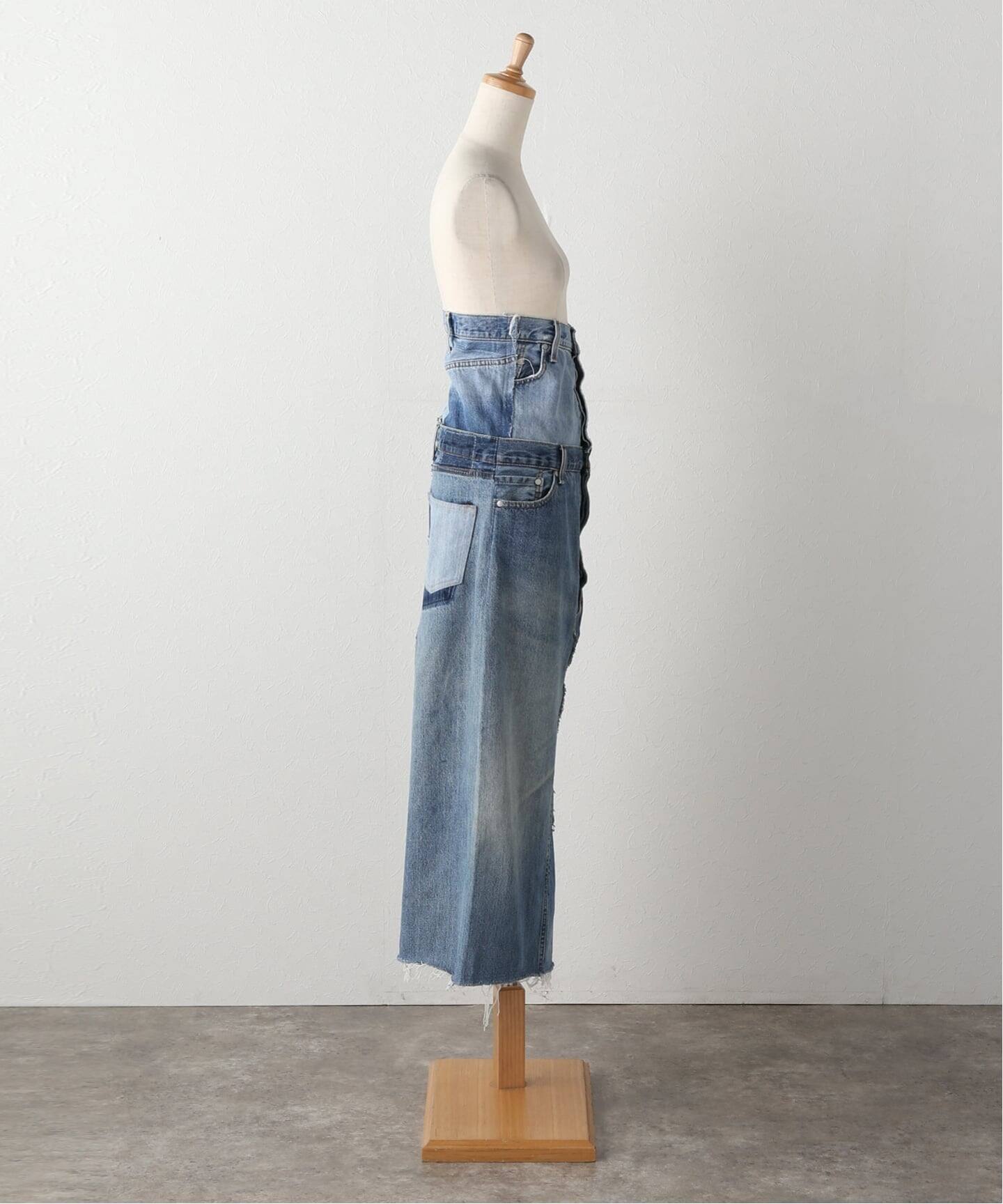 QUIITO W WAIST I LINE SK Q26S-S128：デニムスカート（デニムスカート