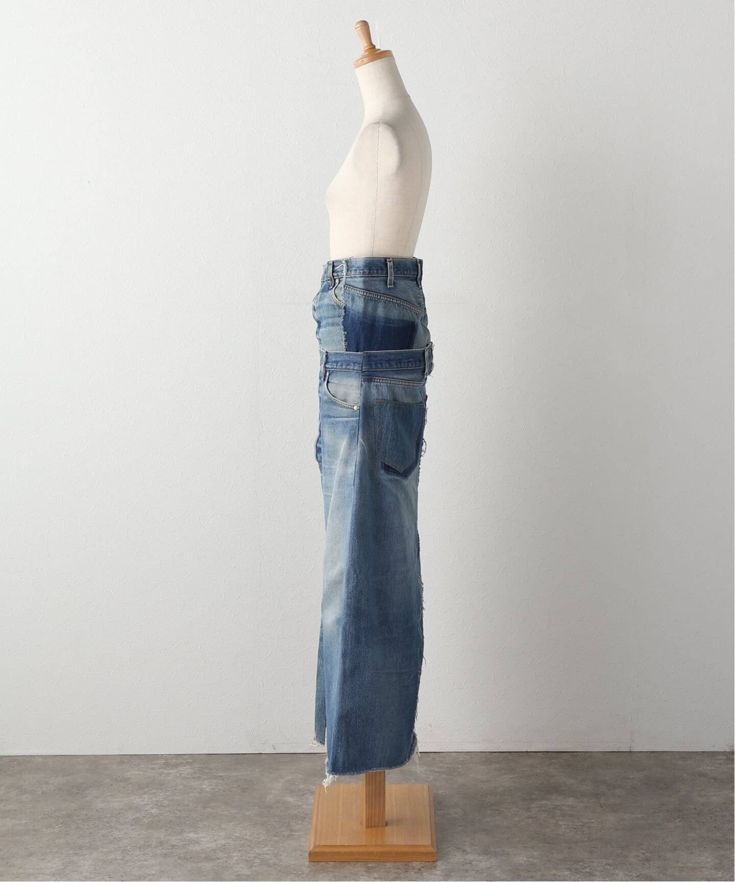 QUIITO W WAIST I LINE SK Q26S-S128：デニムスカート（デニムスカート 