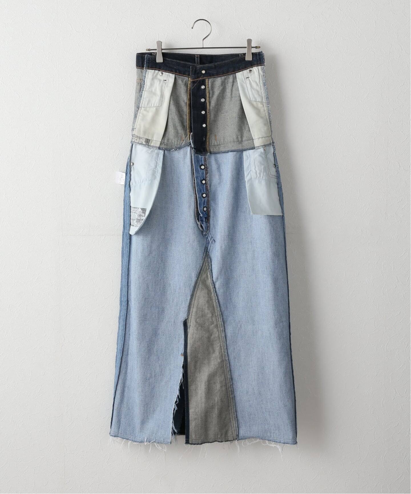QUIITO W WAIST I LINE SK Q26S-S128：デニムスカート（デニムスカート
