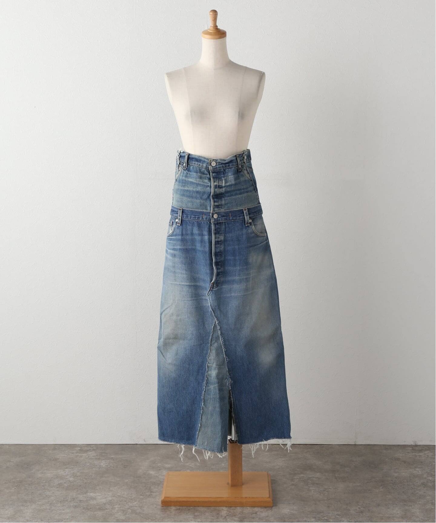 QUIITO W WAIST I LINE SK Q26S-S128：デニムスカート（デニムスカート 