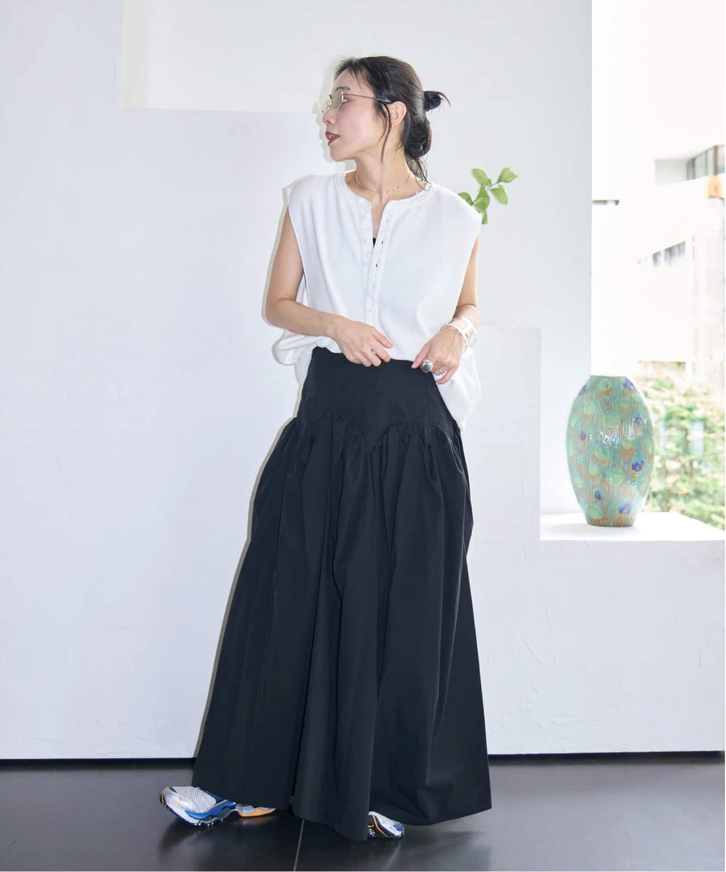 MARGE COTTON CORSET DETAIL GATHERED SKIRT 1012-0105-033：スカート