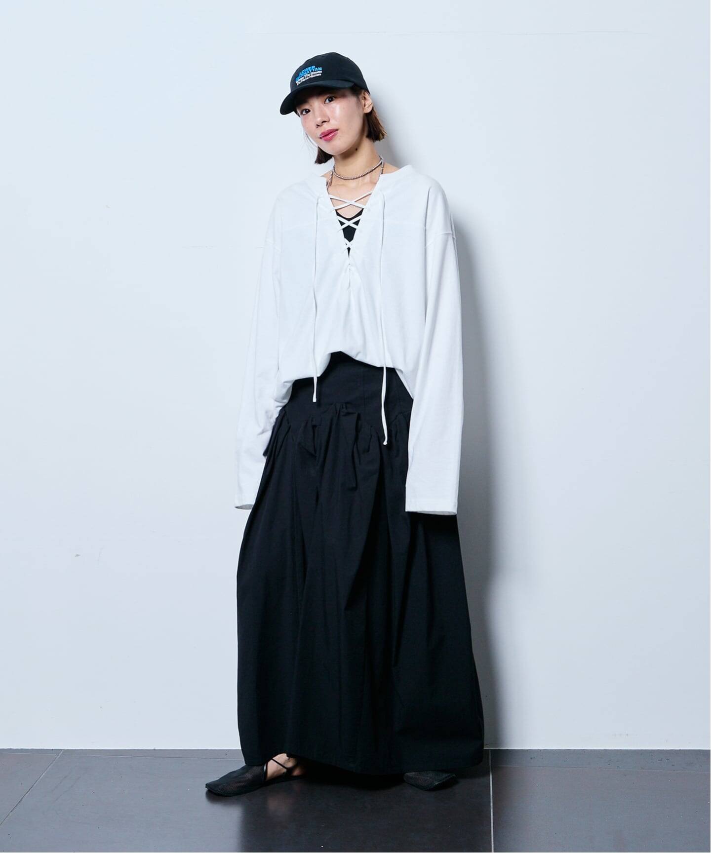 MARGE COTTON CORSET DETAIL GATHERED SKIRT 1012-0105-033：スカート