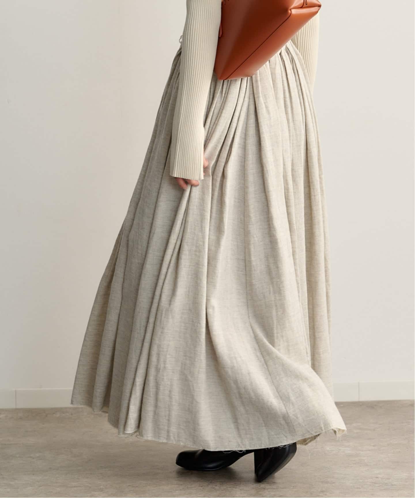 ETRE TOKYO 25AW ダブルクロスボリュームスカート ベージュ M ETRE TOKYO ダブルクロスボリュームスカート（ロング・マキシ丈