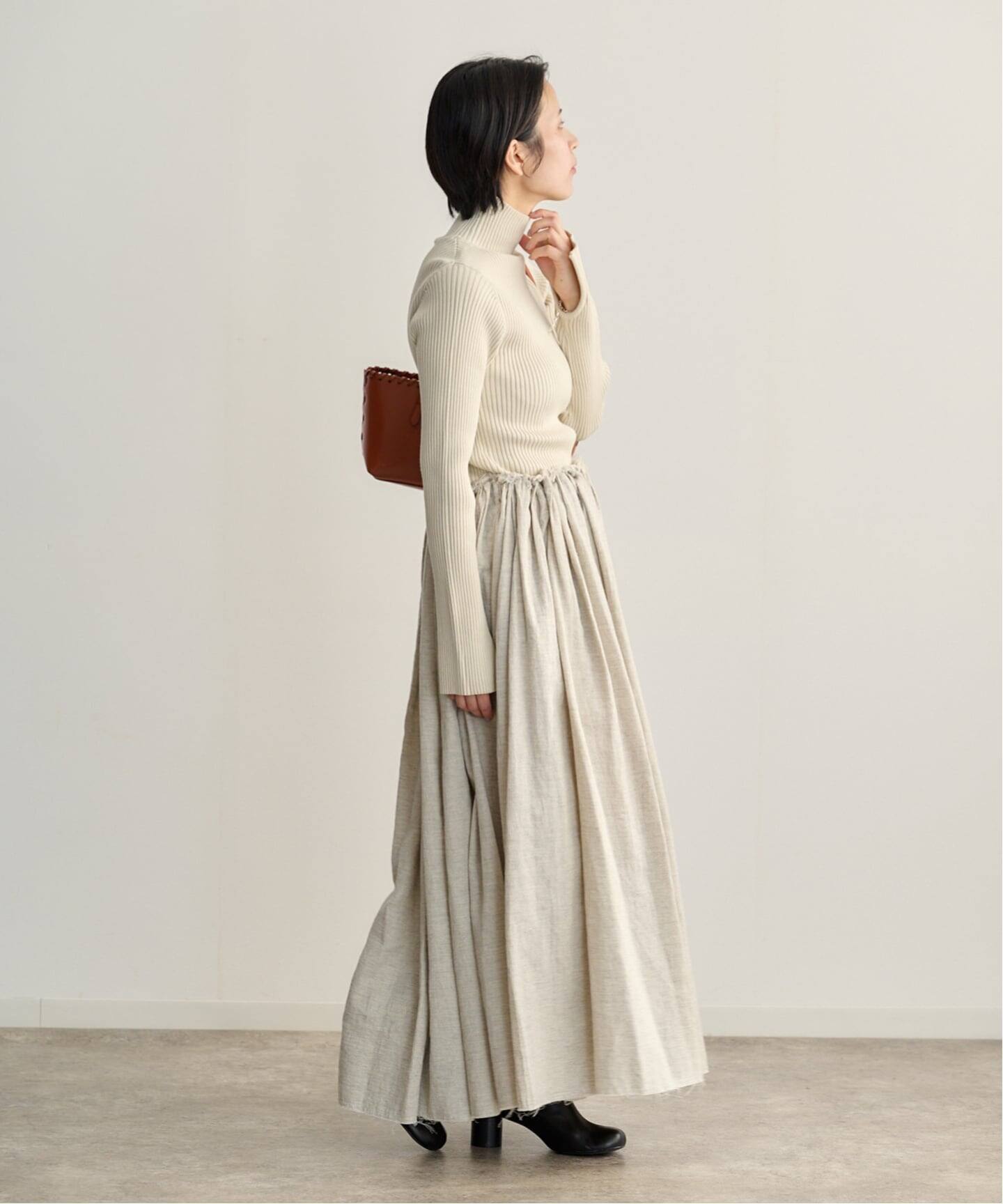 ETRE TOKYO 25AW ダブルクロスボリュームスカート ベージュ M ETRE TOKYO ダブルクロスボリュームスカート（ロング・マキシ丈