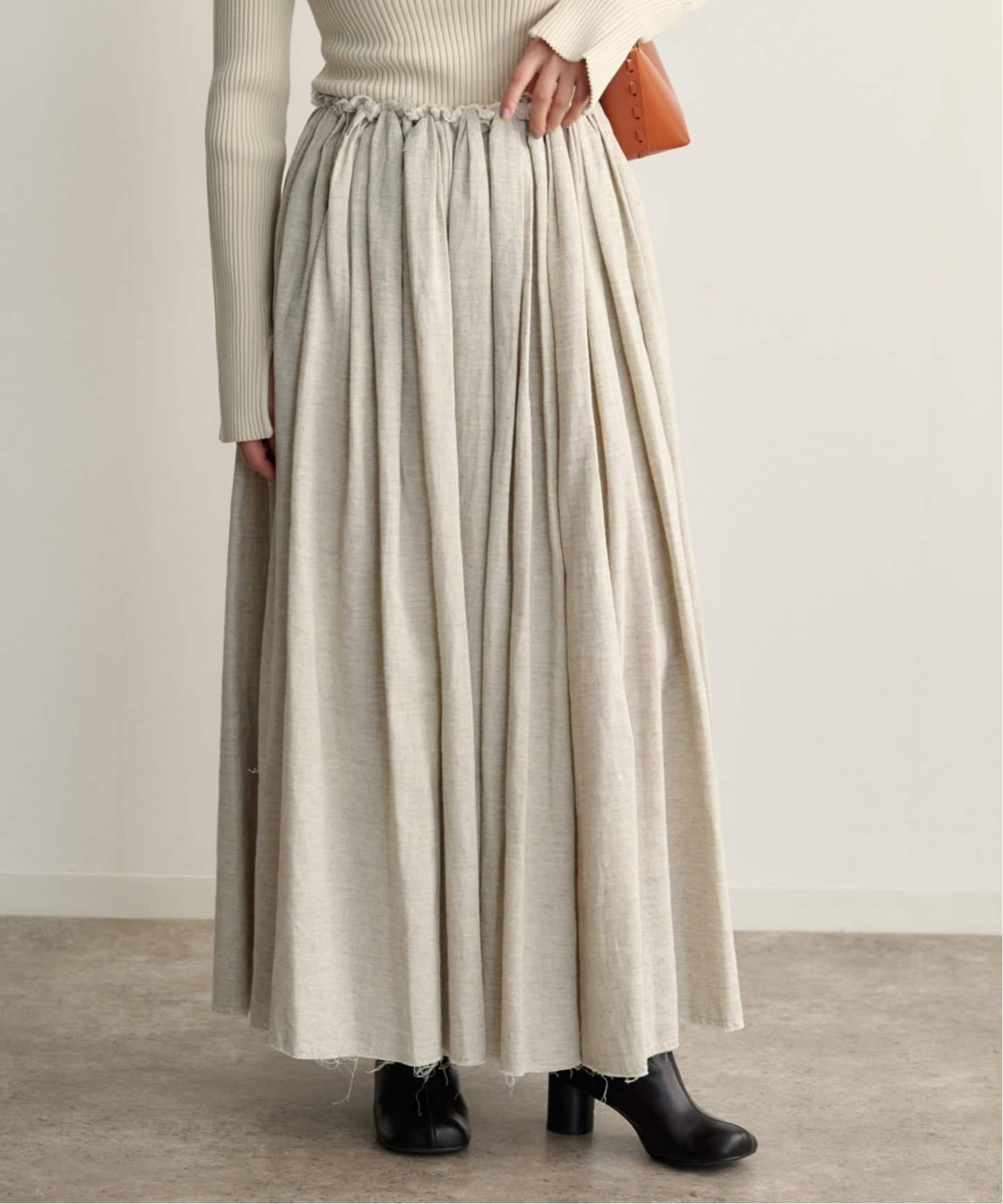 ETRE TOKYO 25AW ダブルクロスボリュームスカート ベージュ M ETRE TOKYO ダブルクロスボリュームスカート（ロング・マキシ丈