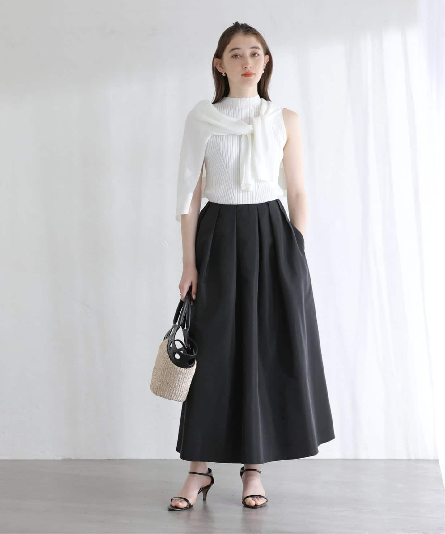 2点まとめてのみ　theredthread 即完♡ インナーセット　スカート 田中亜希子さんコラボ ]インド綿ティアードスカート [M2780