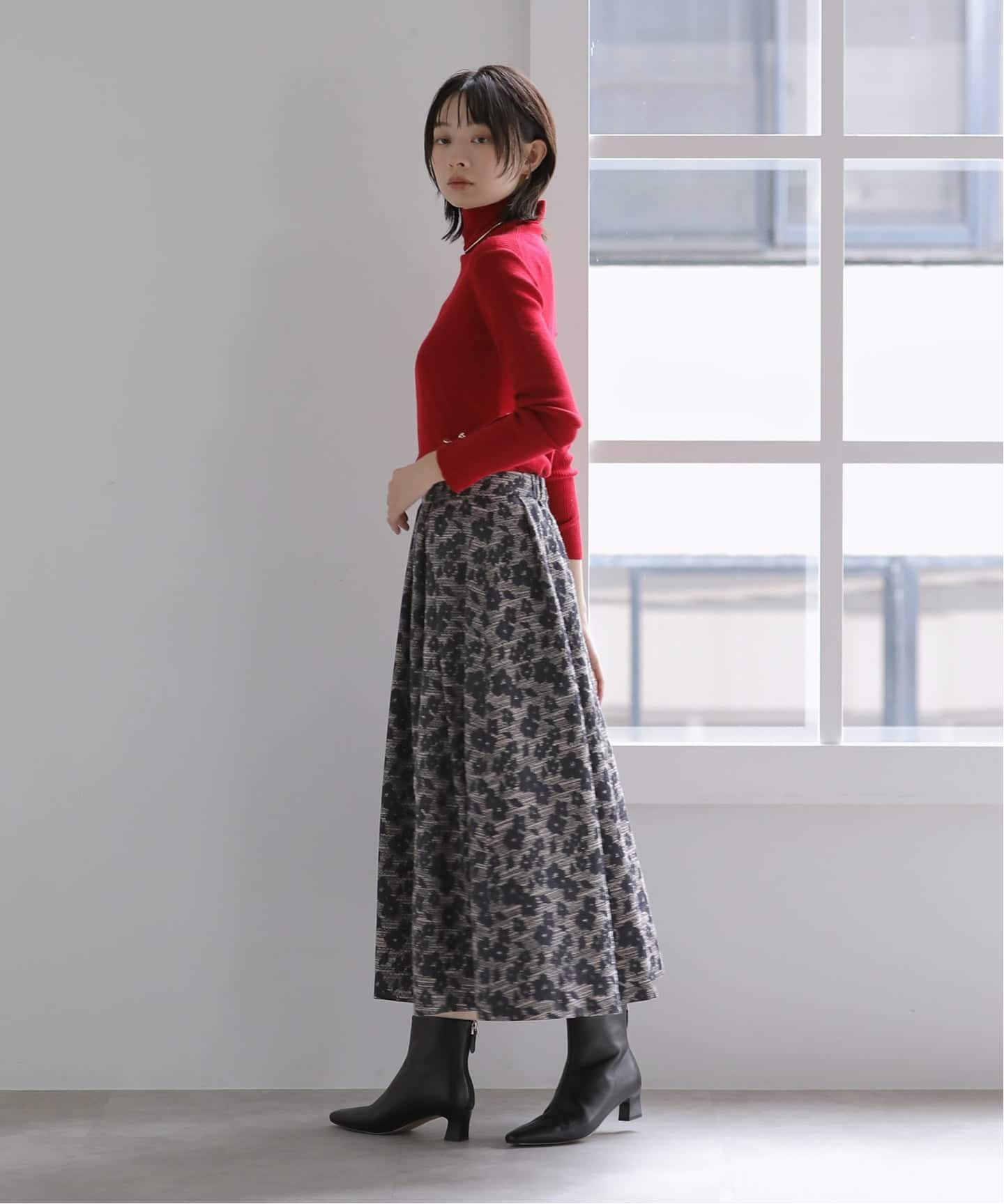 予約》【洗える】ジャガードフレアスカート（ロング・マキシ丈スカート